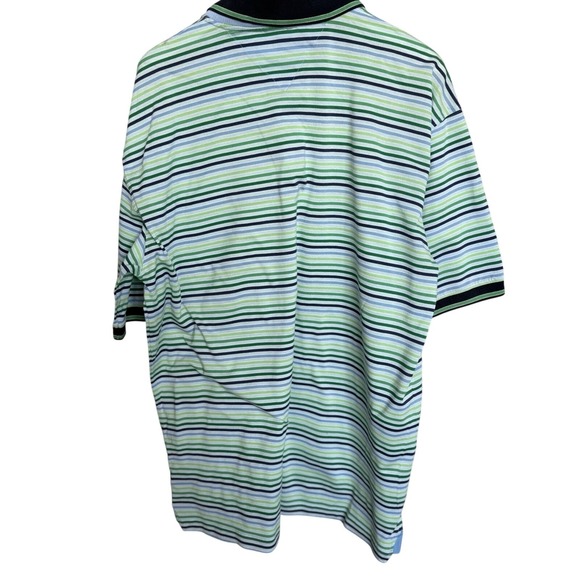 Tommy Hilfiger Striped Polo Men's XL Embroidered Short Sleeve Green Blue - Picture 2 of 9